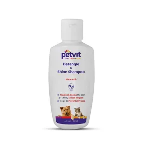 Petvit Detangle & Shine Shampoo with Tulsi Oil |Detangles & Conditions for Soft/Shiny/Healthy Coat, Vegan & Cruelty-Free, pH Balanced, Hypoallergenic, for All Breed Dog/Cat - 200ml, White, (39)