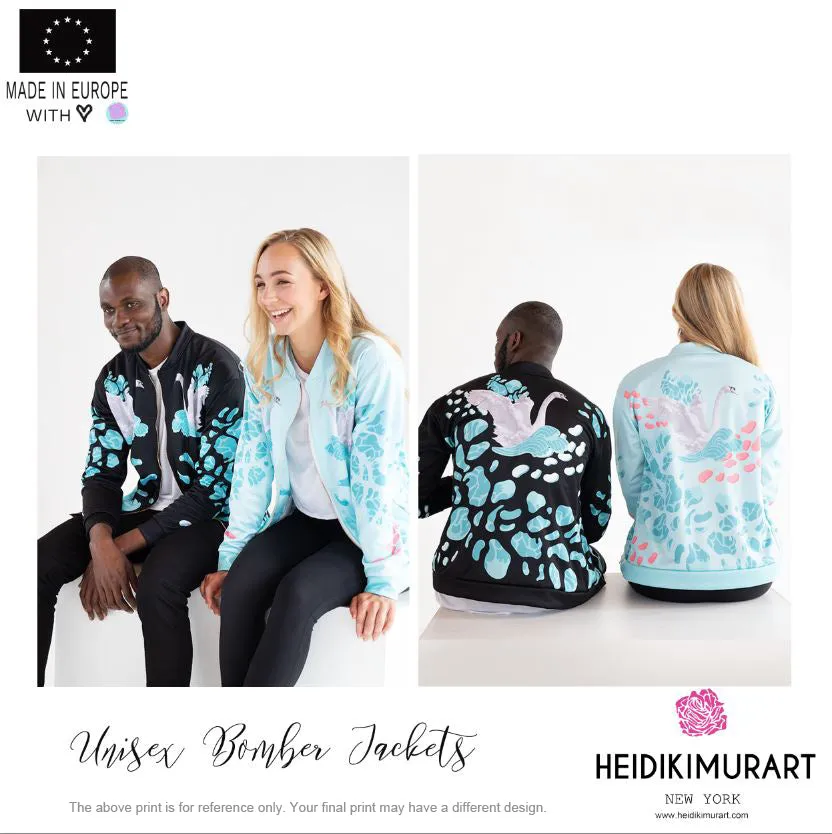 Pink Rose Bomber Jacket, Floral Print Best Unisex Jacket For Men or Women-Made in EU