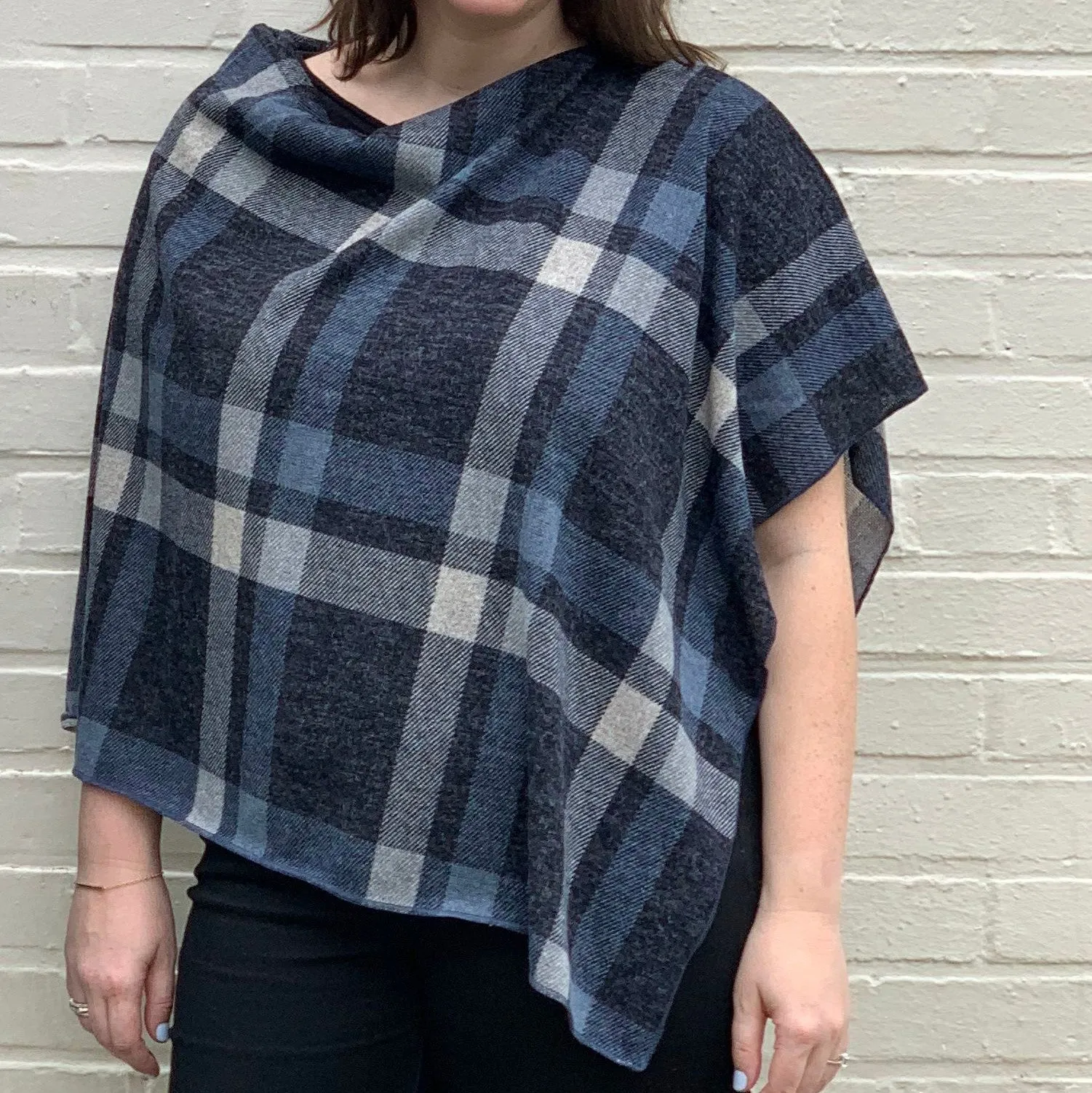 Plaid Knit Poncho