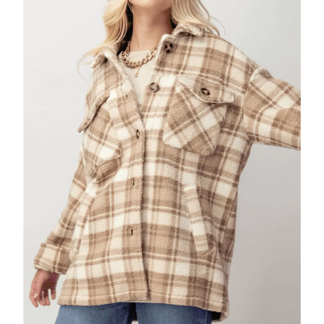 Plaid Sherpa Shacket (2 Colors)