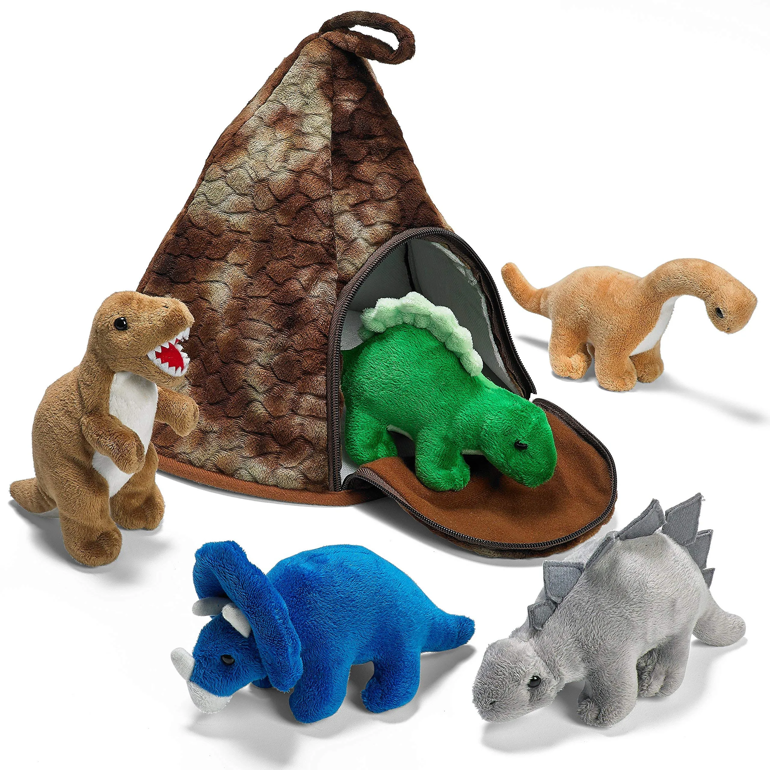 Plush Volcano With 5 Dinosaur Stuffed Animals - Volcano Plush Zippers 3 Dino