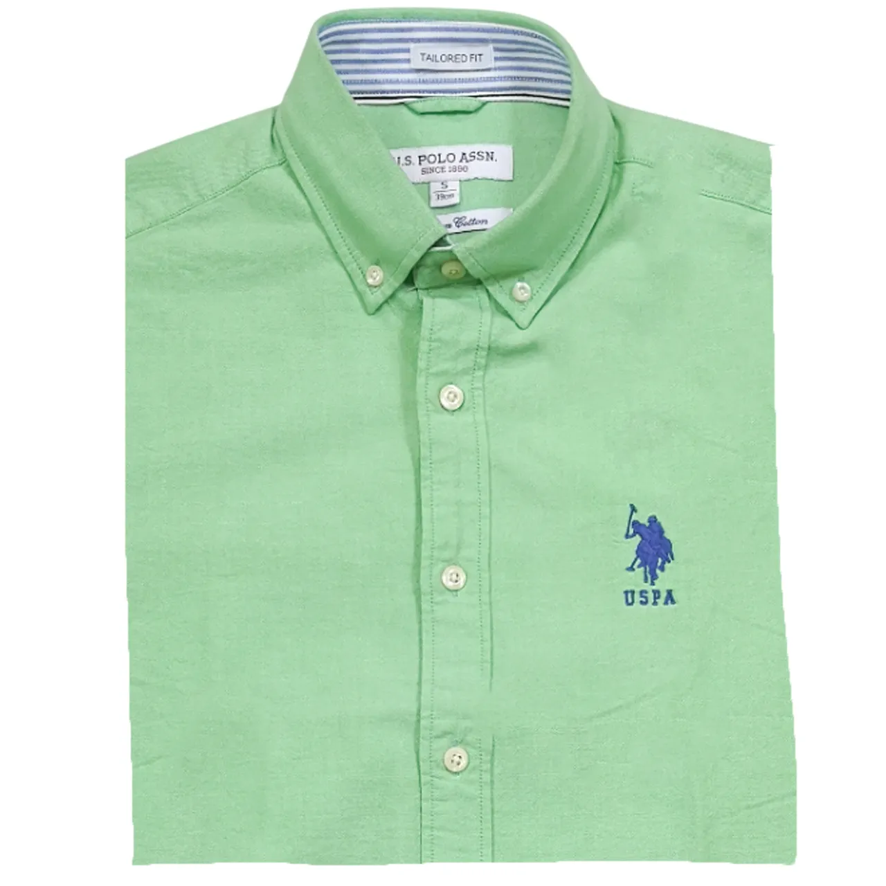 Polo USPA  LS Woven Oxford Green Shirt