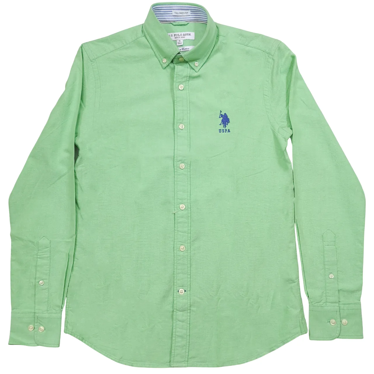 Polo USPA  LS Woven Oxford Green Shirt