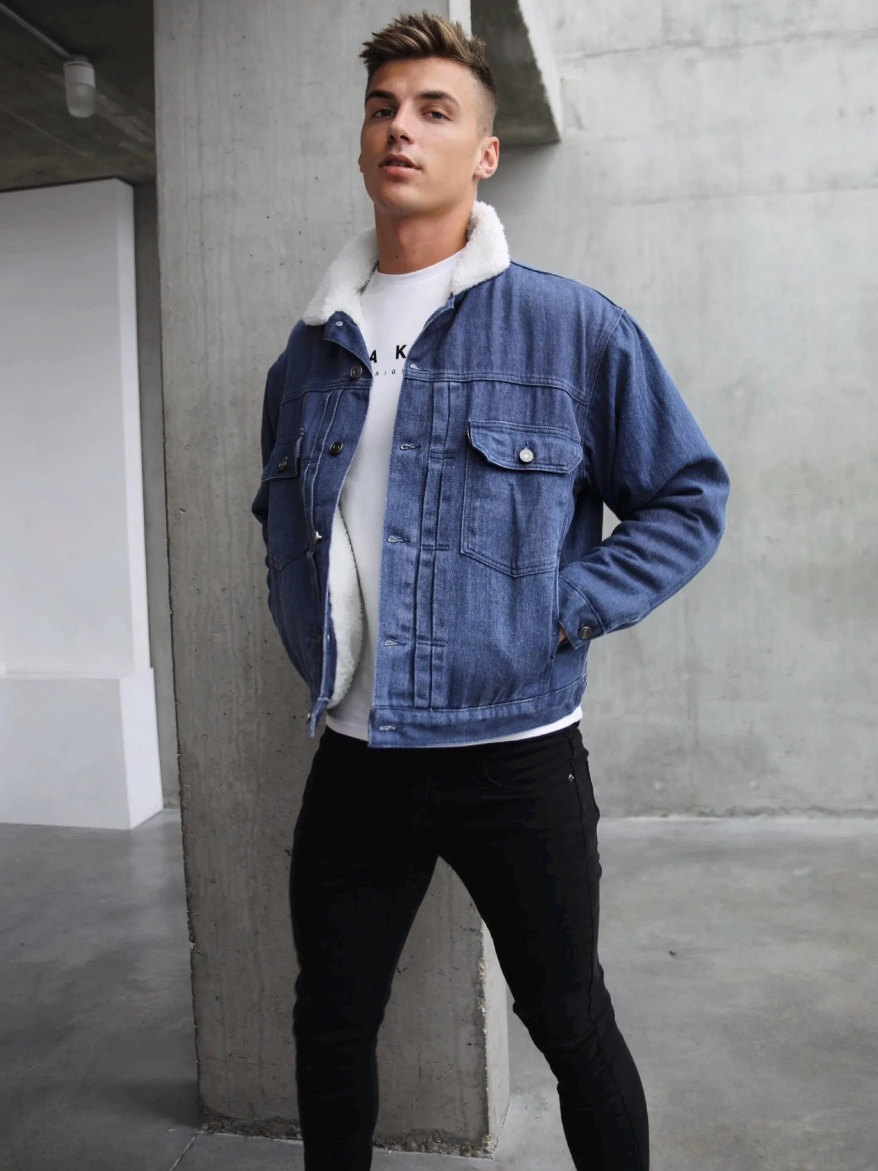 Raleigh Borg Denim Jacket - Blue