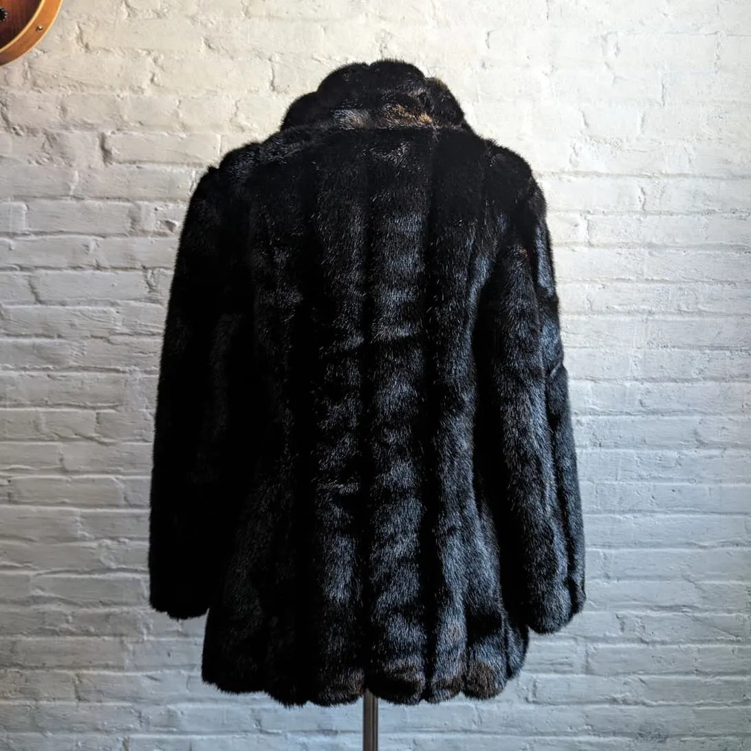 Retro Mob Wife Chic Vegan Fur Silk Coat Minimalist Goth Penny Lane Fuzzy Jacket