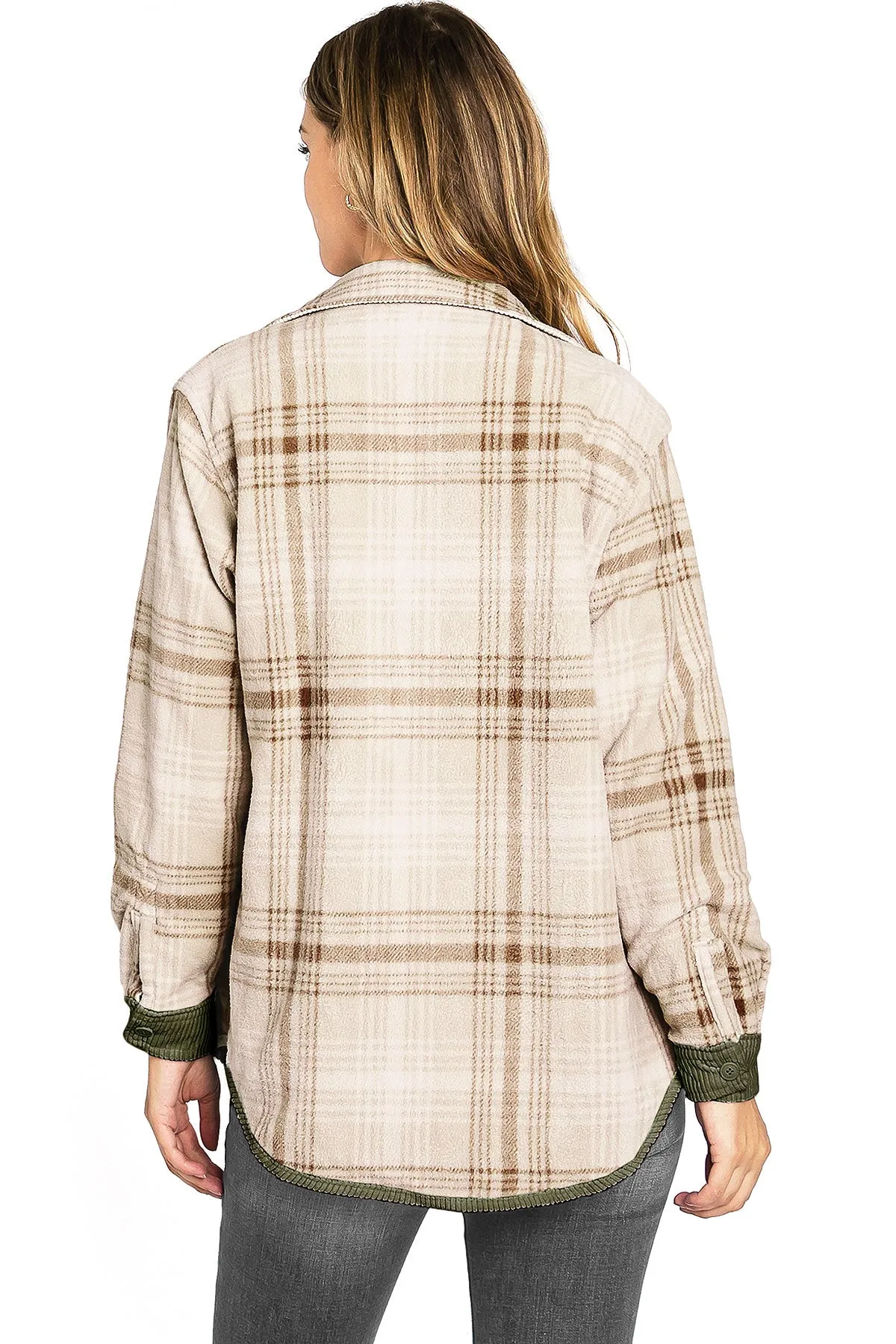 Reversible Plaid-Cord Shacket