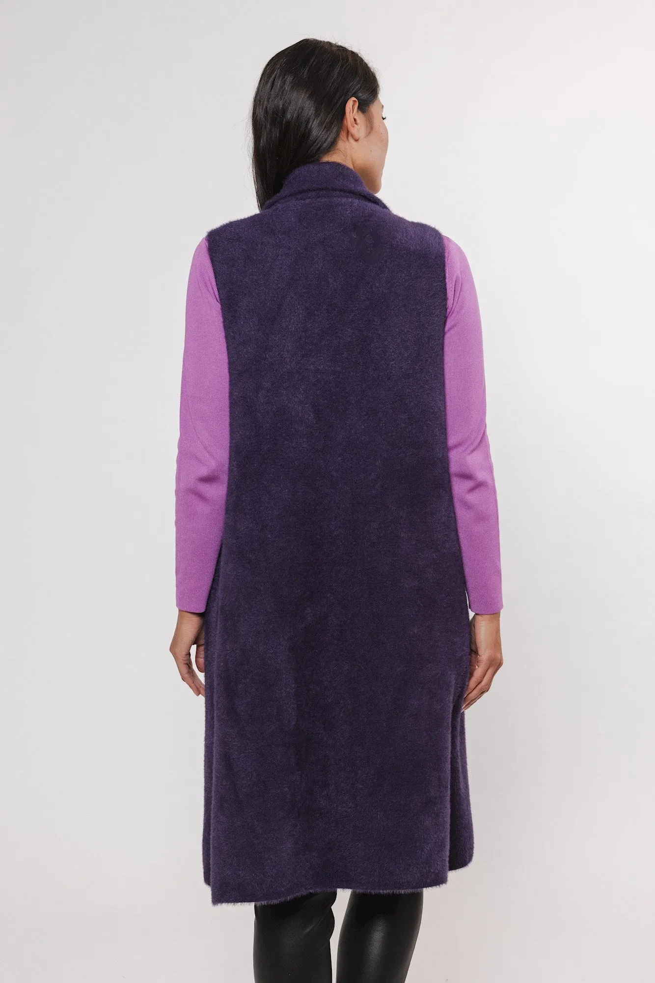 Rino & Pelle Dallas Long Waistcoat | Snow White / Eggplant