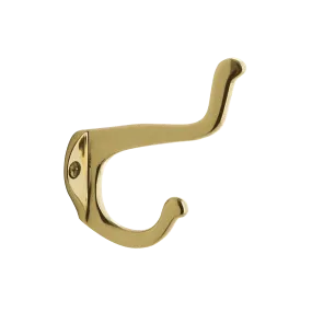 Schoolhouse Coat Hook in Polished Brass