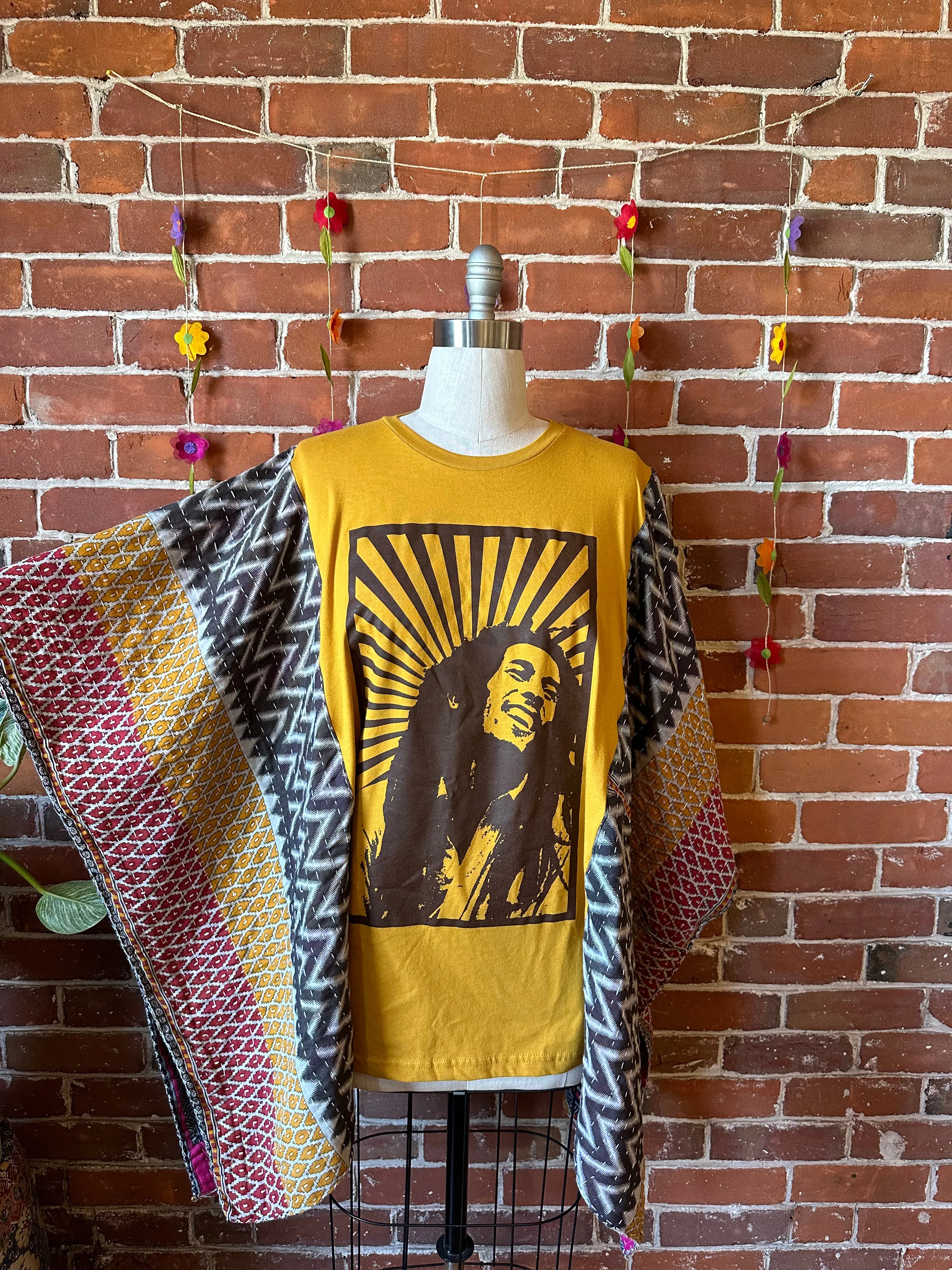 SEND IN YOUR OWN BAND TEE or Sweatshirt-Custom Kantha Poncho Style