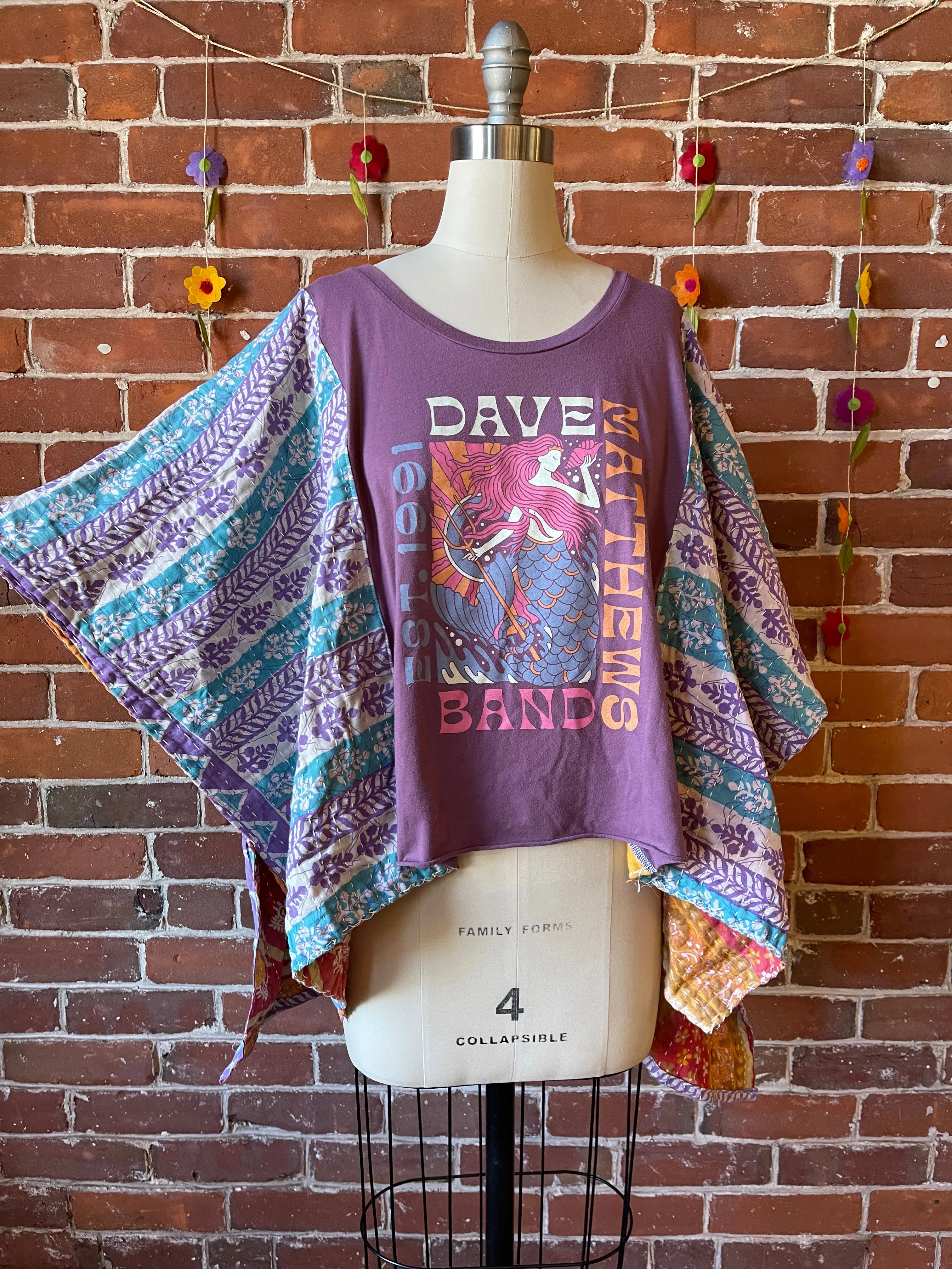 SEND IN YOUR OWN BAND TEE or Sweatshirt-Custom Kantha Poncho Style