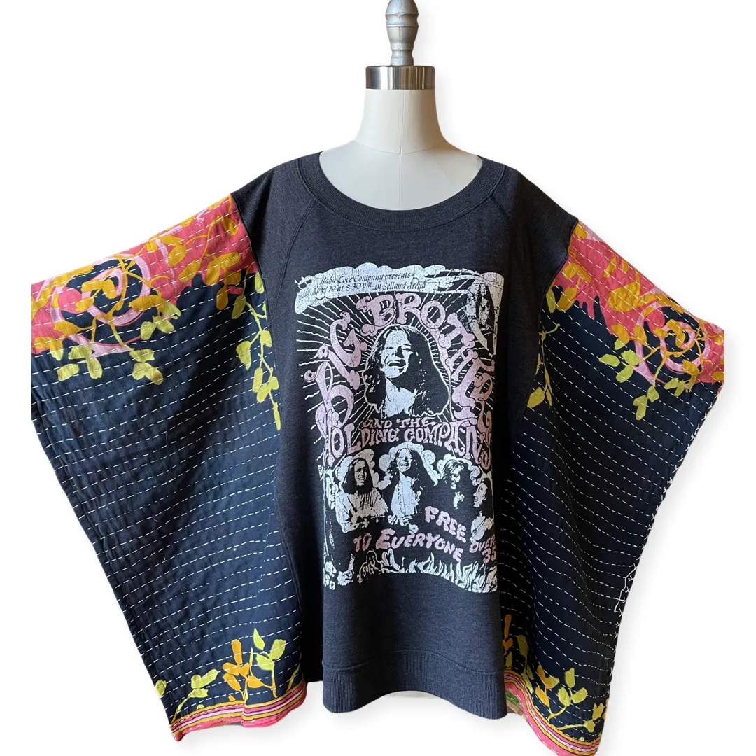 SEND IN YOUR OWN BAND TEE or Sweatshirt-Custom Kantha Poncho Style