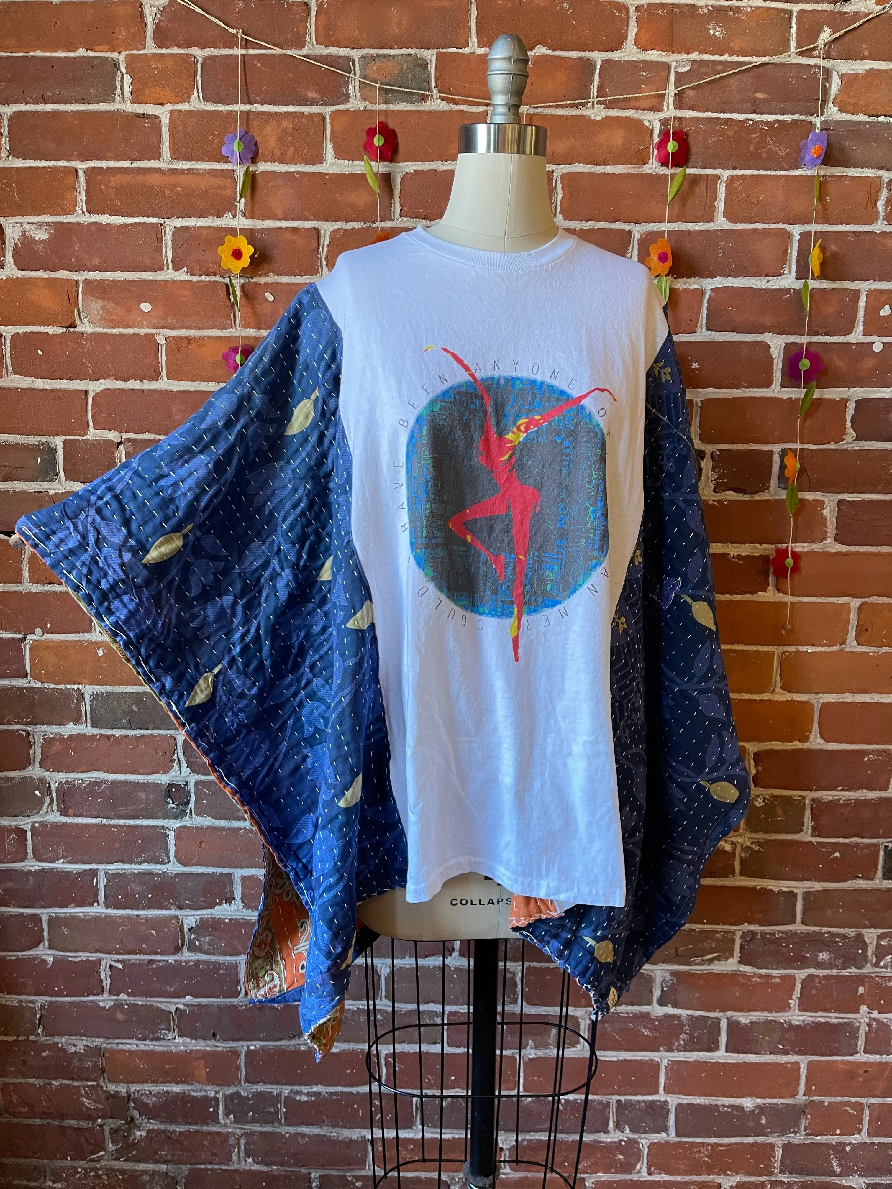 SEND IN YOUR OWN BAND TEE or Sweatshirt-Custom Kantha Poncho Style