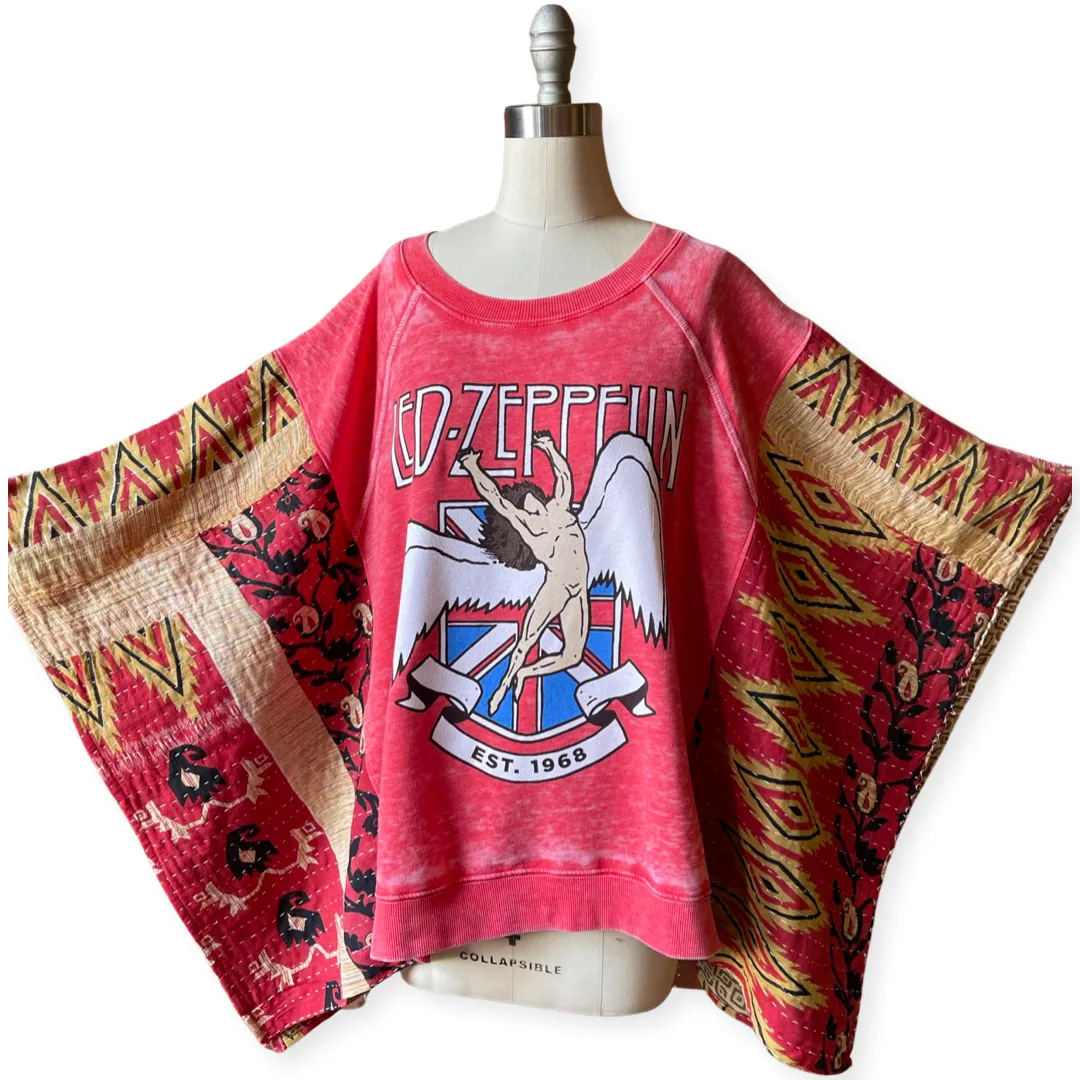 SEND IN YOUR OWN BAND TEE or Sweatshirt-Custom Kantha Poncho Style