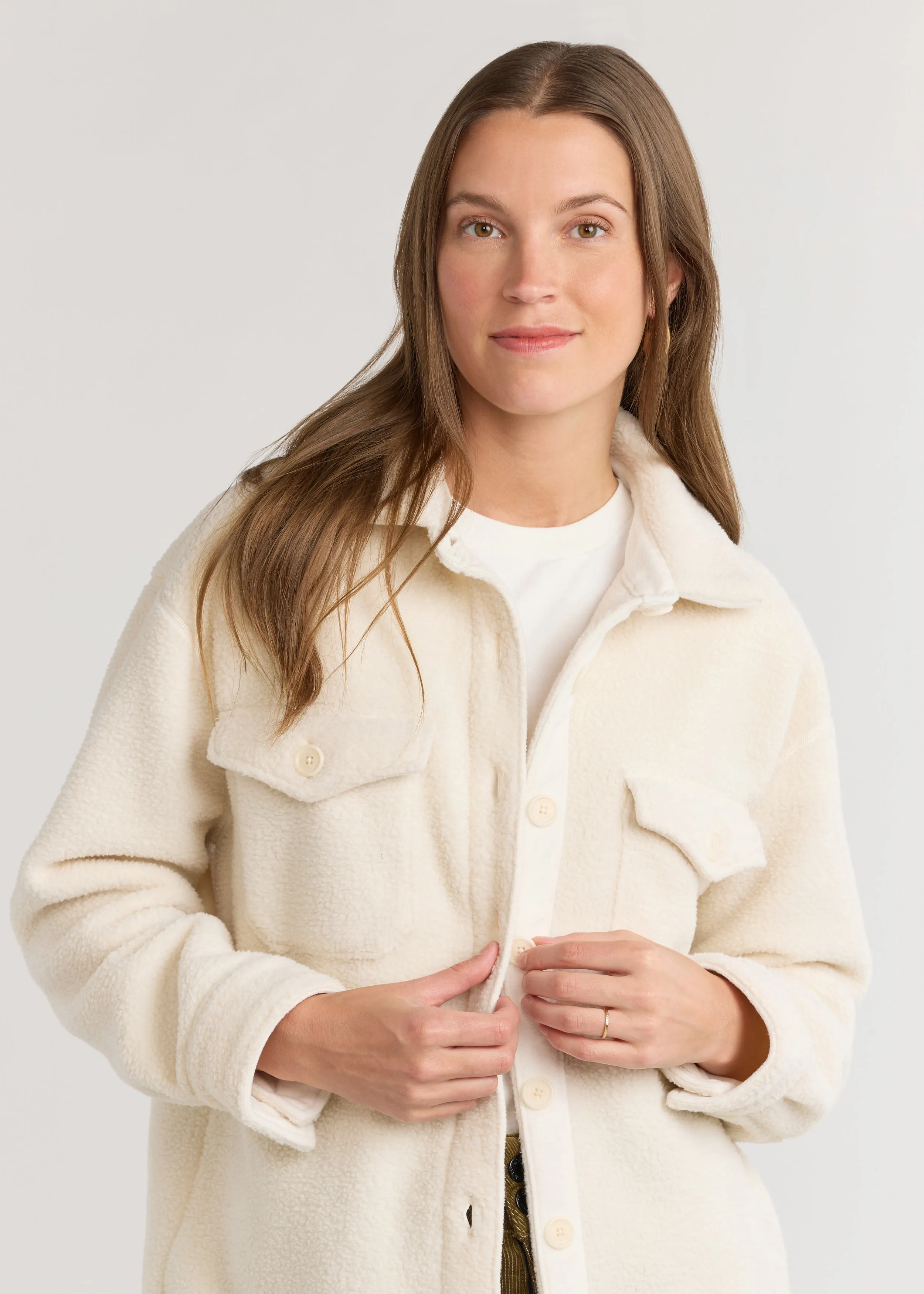 Sheephill Shacket in Sherpa Fleece (Cream)