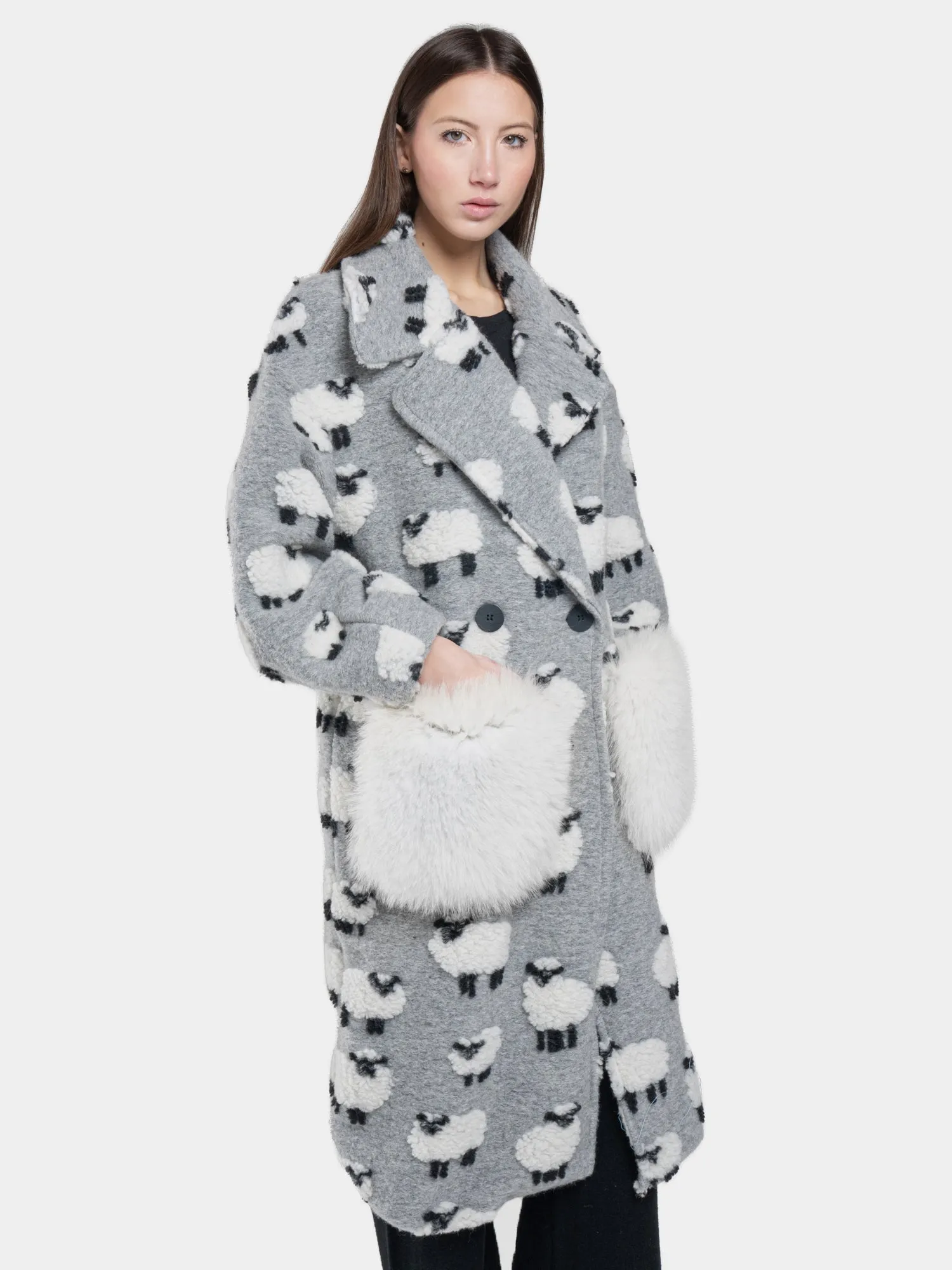 Sheepskin Coat Grey