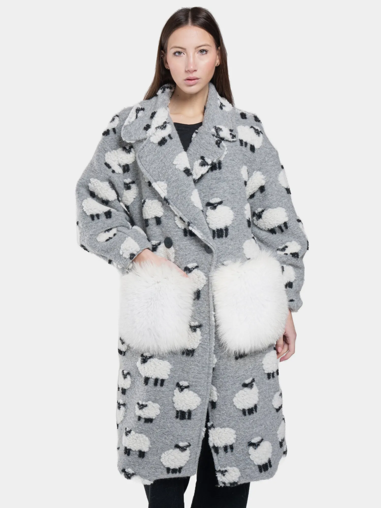 Sheepskin Coat Grey