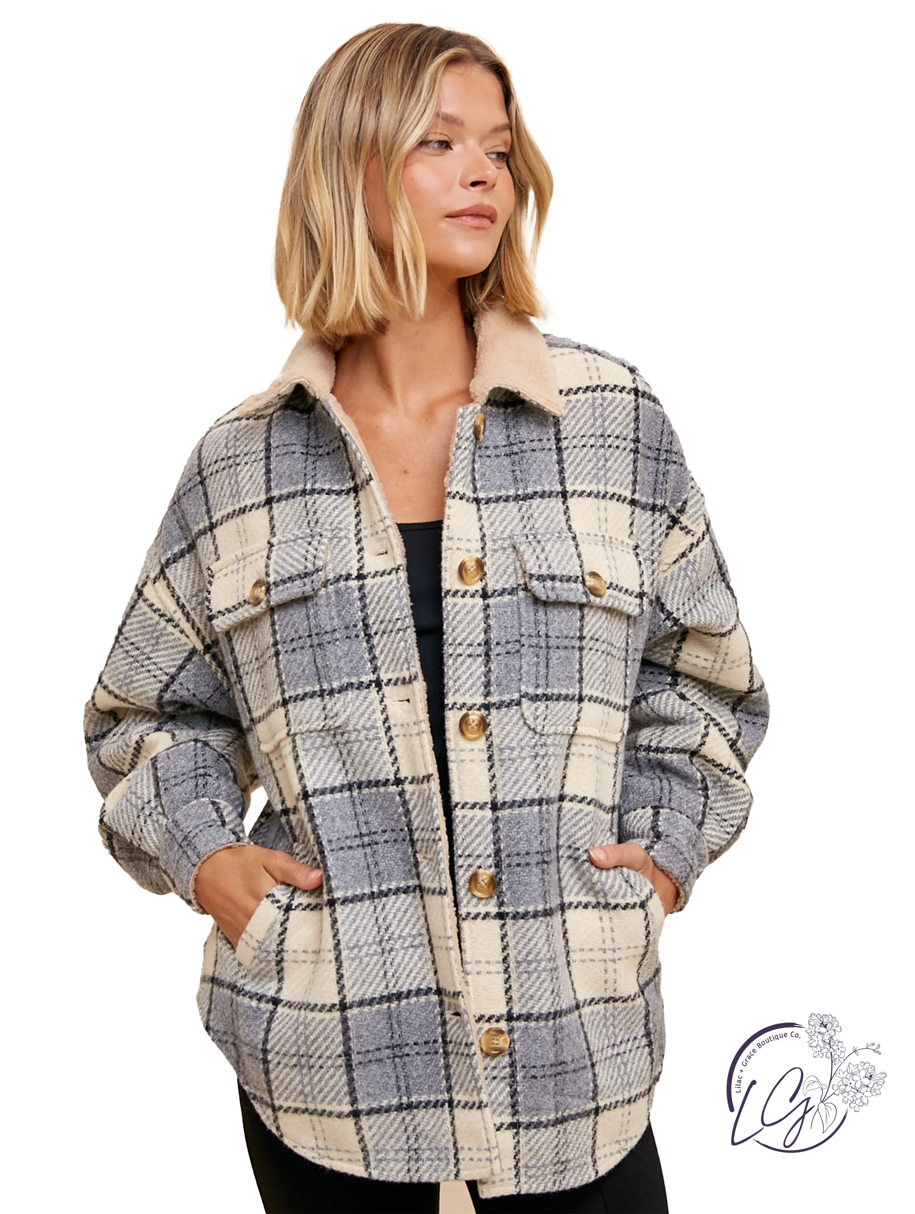 Sherpa Lined Plaid Button Down