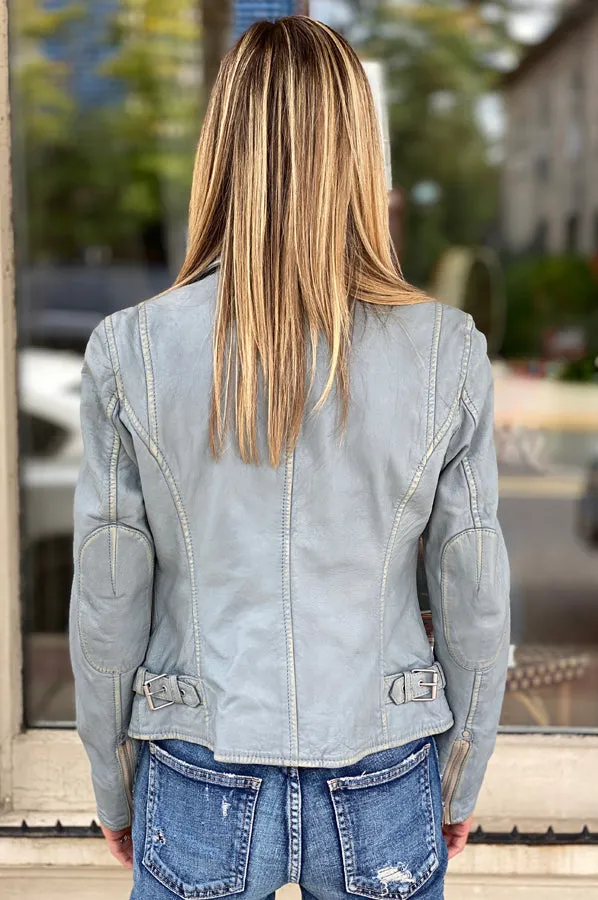 Sofia Leather Jacket - Winter Sky