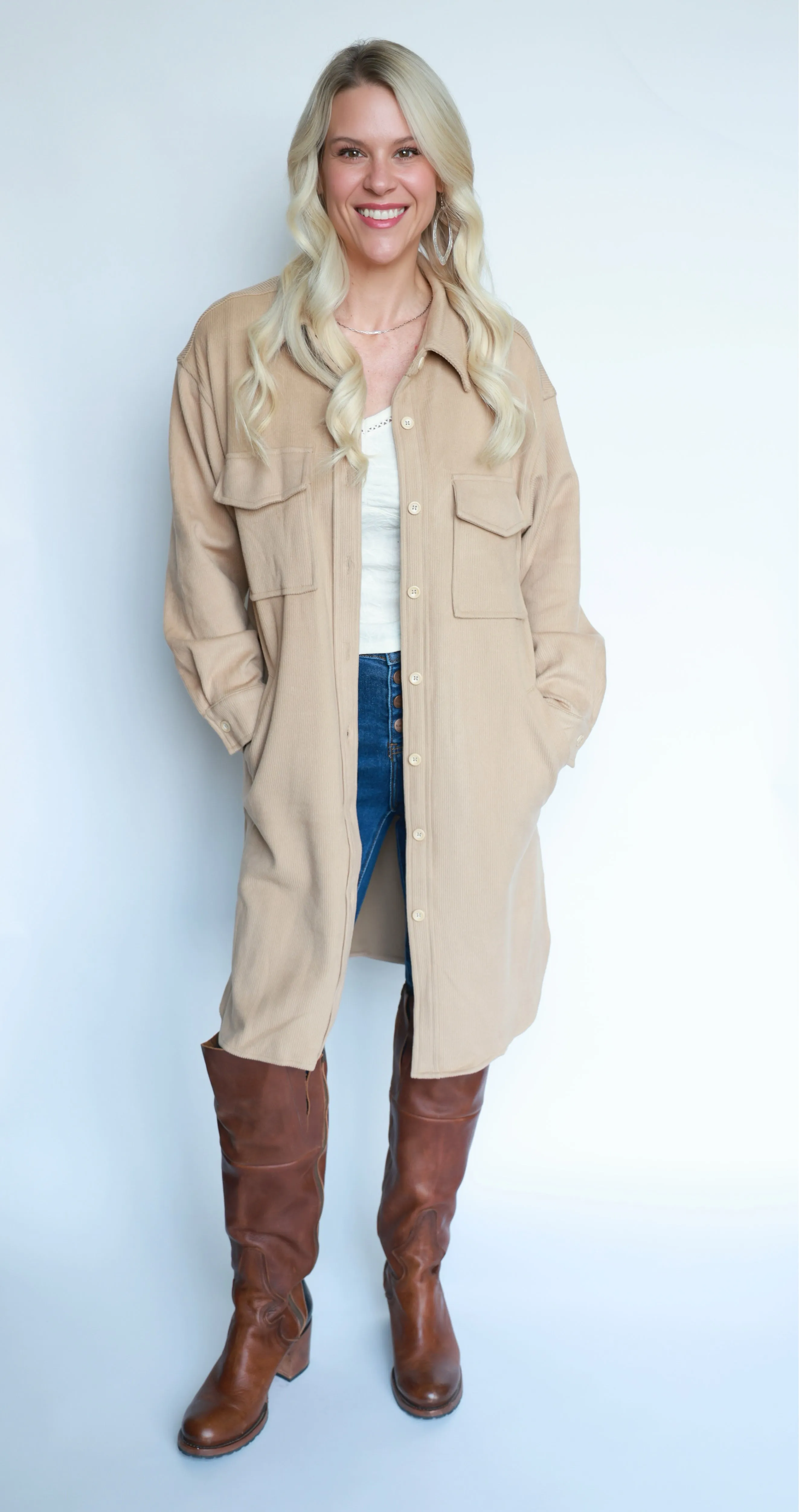 Soft and Lofty Long Corduroy Jacket