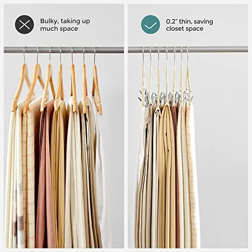 SONGMICS Pants Hangers, Set of 30 Velvet Hangers with Adjustable Clips, Space-Saving, Non-Slip for Skirts, Coats, Dresses, 16.7-Inch Long, Beige UCRF012M30