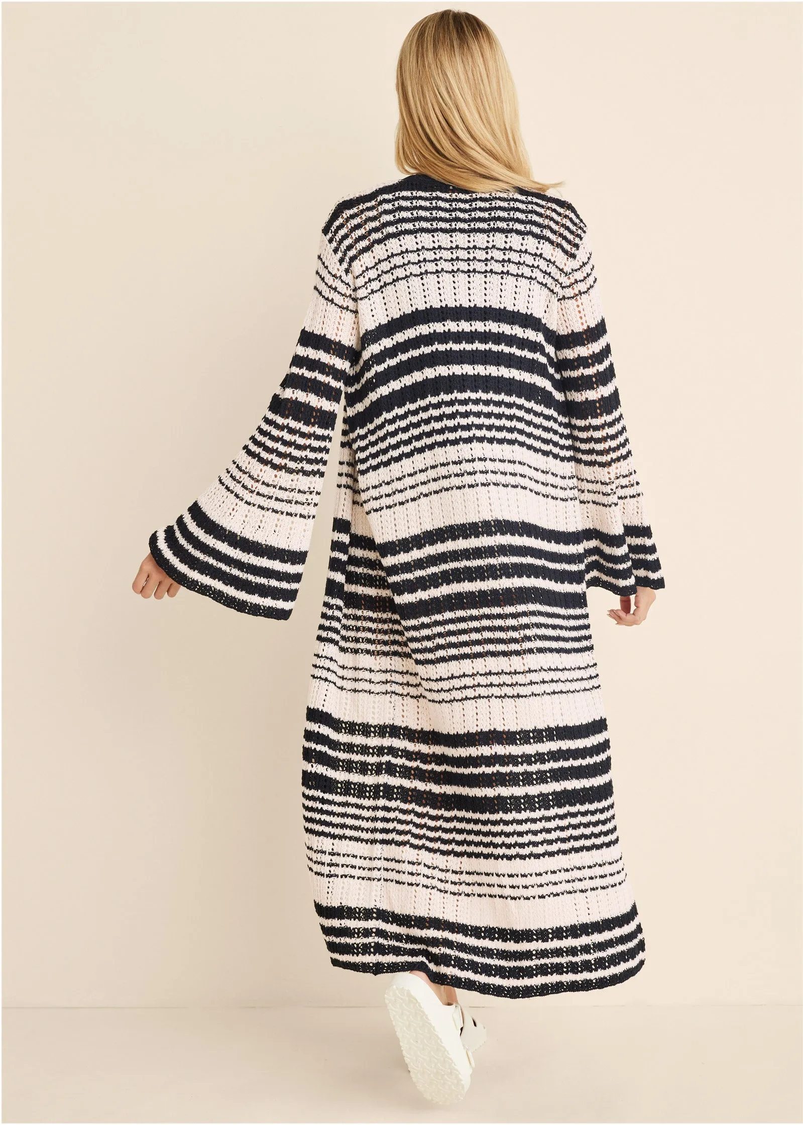 Stripe Duster  - White Multi