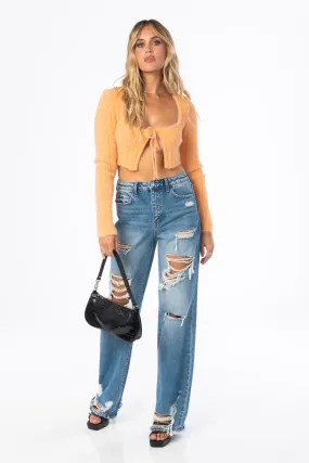 Sweet Peach Knit Cropped Top