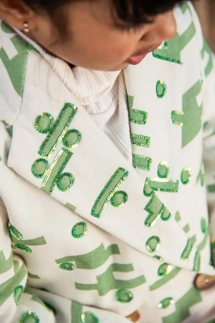 Sweet Play- Tetris Print Organic Cotton Canvas Coat For Girls