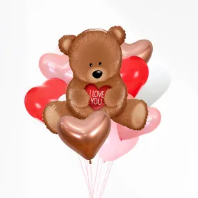 Teddy Bear I Love You Heart Balloon Bouquet Kit (11 Pack)