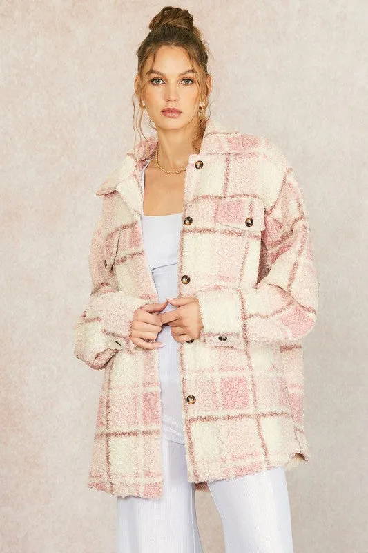 Teddy Plaid Oversized Shacket