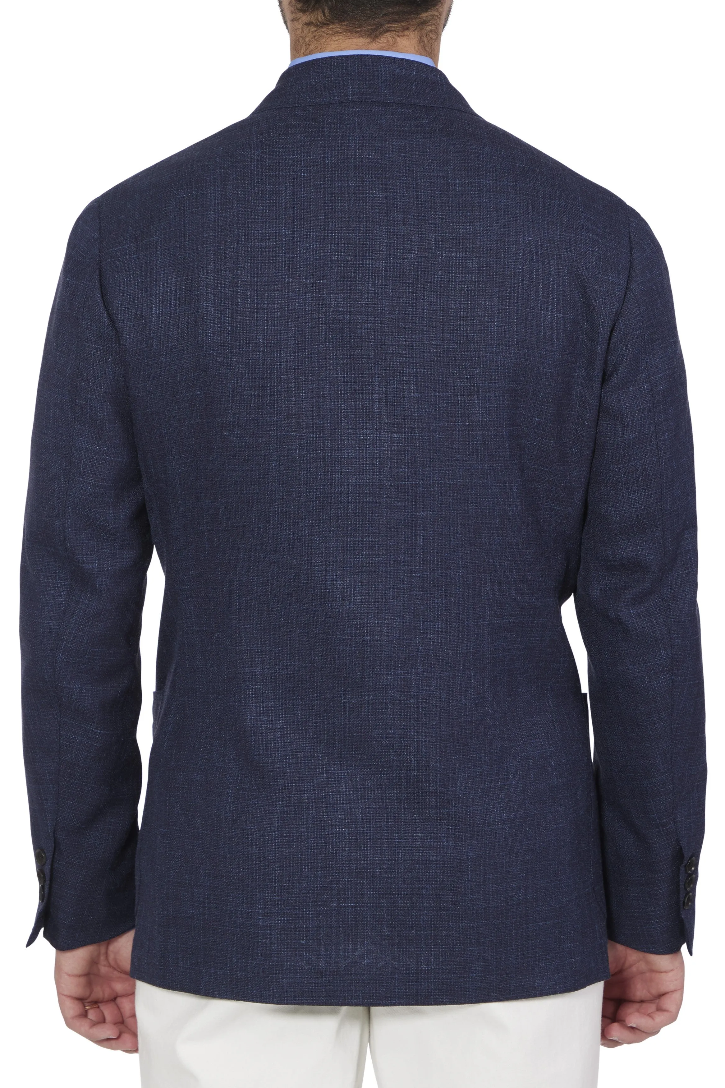 The Armoury Model 16 Navy Wool/Silk/Linen Jacquard Basket Weave Sport Coat