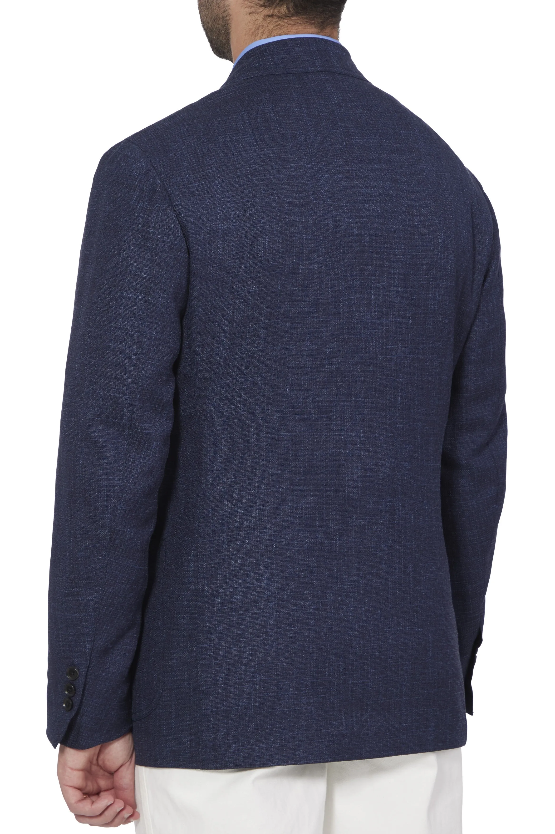 The Armoury Model 16 Navy Wool/Silk/Linen Jacquard Basket Weave Sport Coat