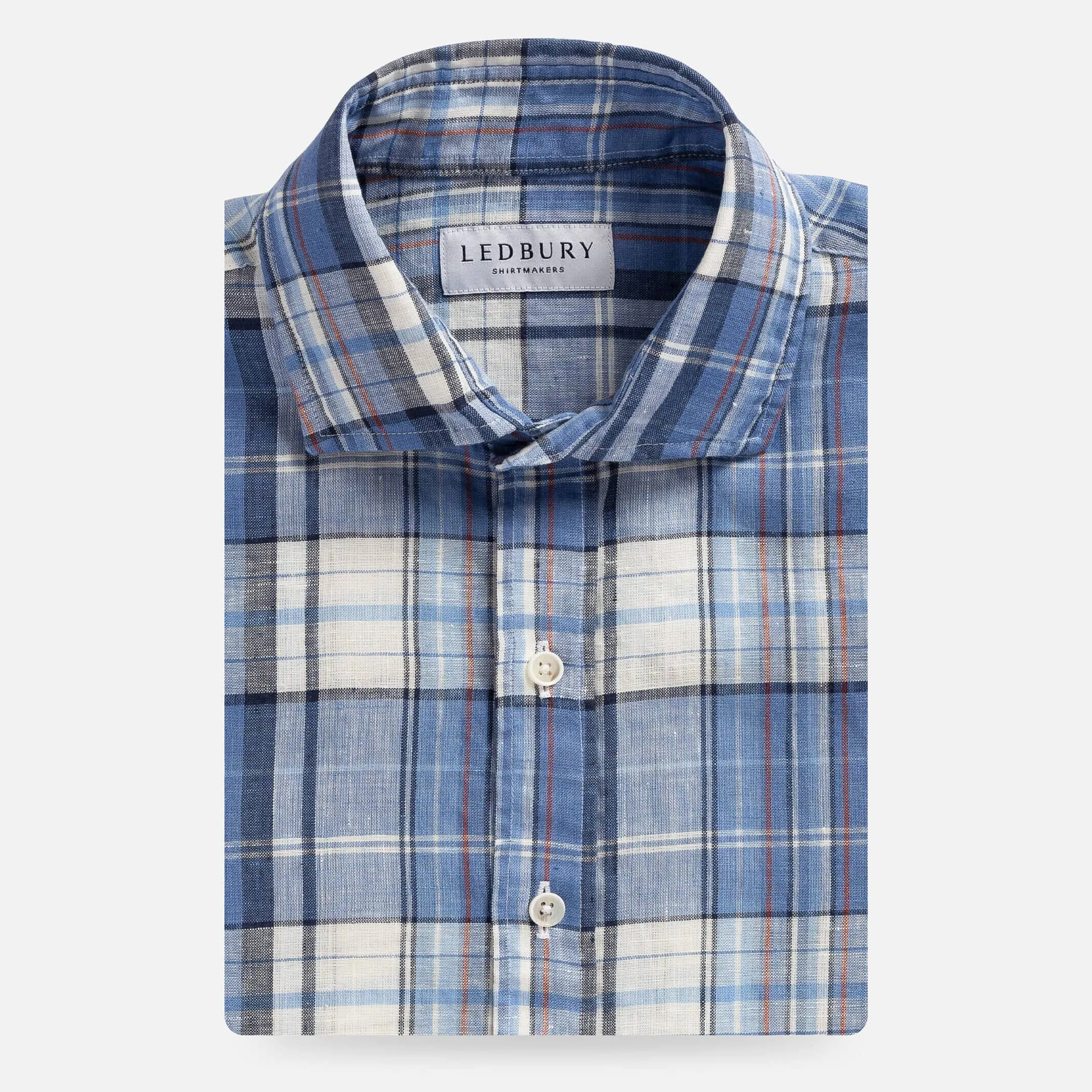 The Blue Lavoie Linen Plaid Custom Shirt