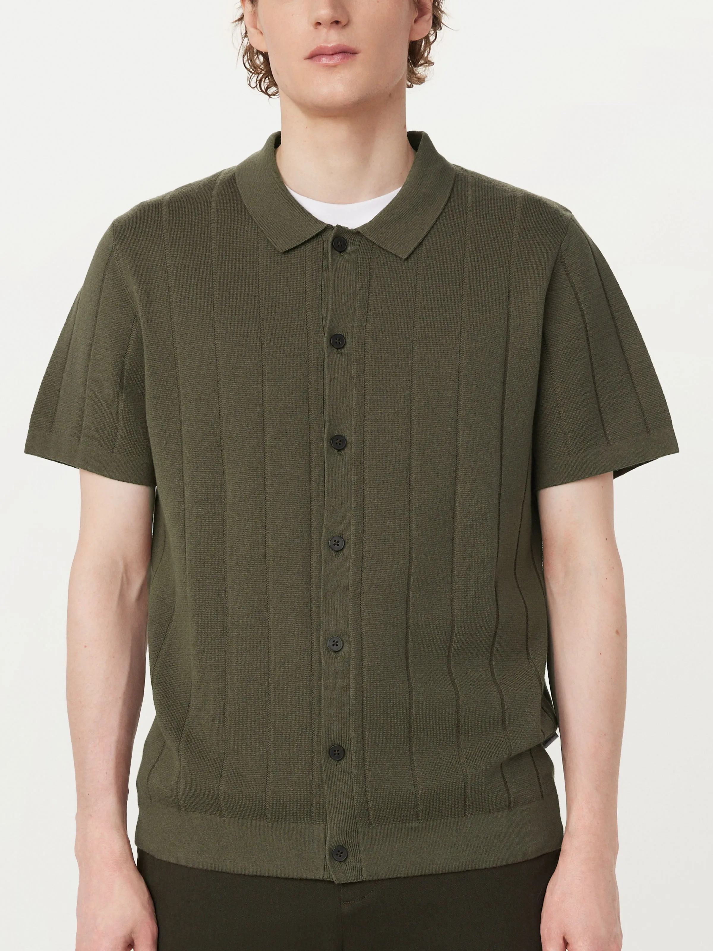 The Knit Button Up Polo in Green