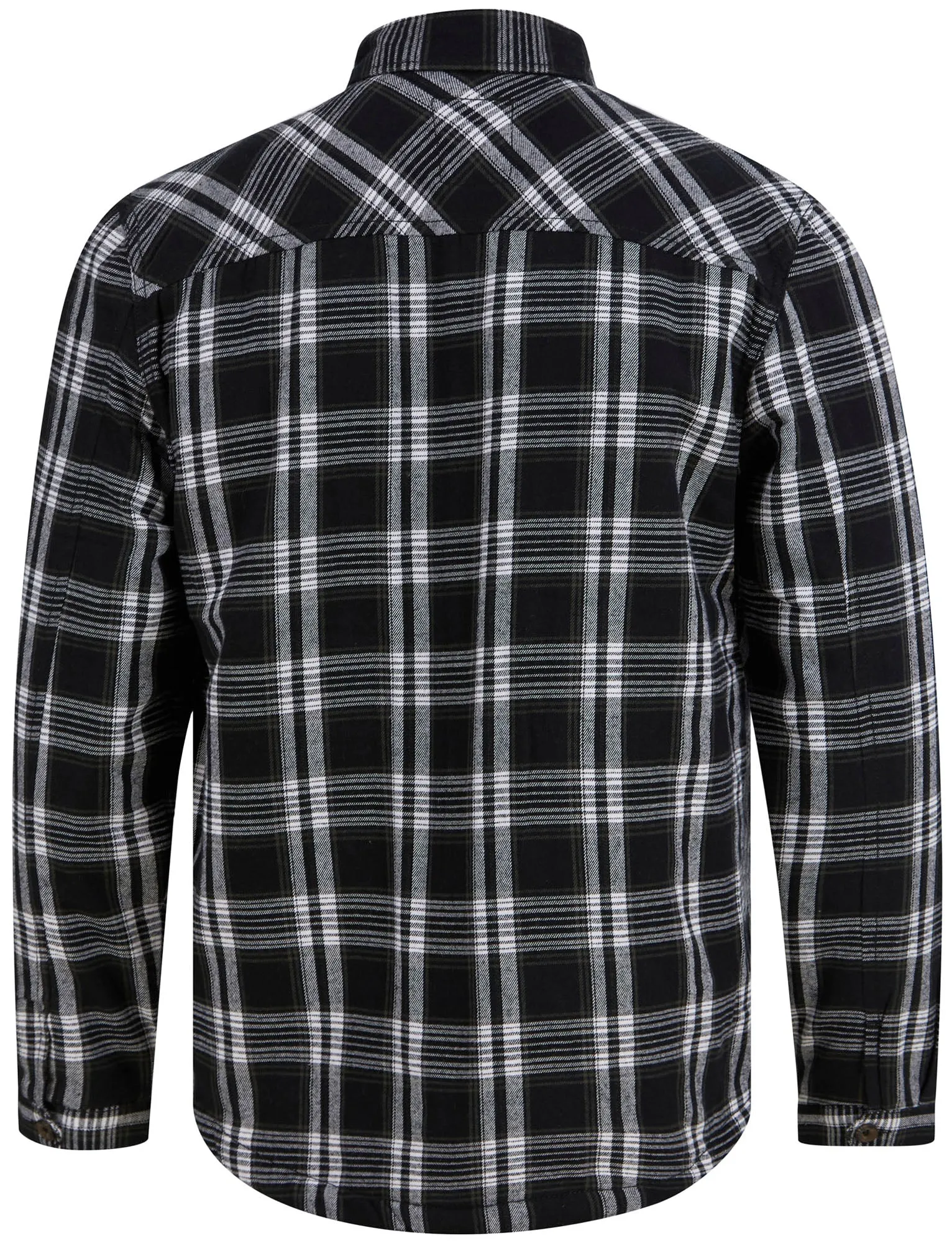 Tornio Borg Lined Checked Flannel Overshirt Jacket in Jet Black - Tokyo Laundry