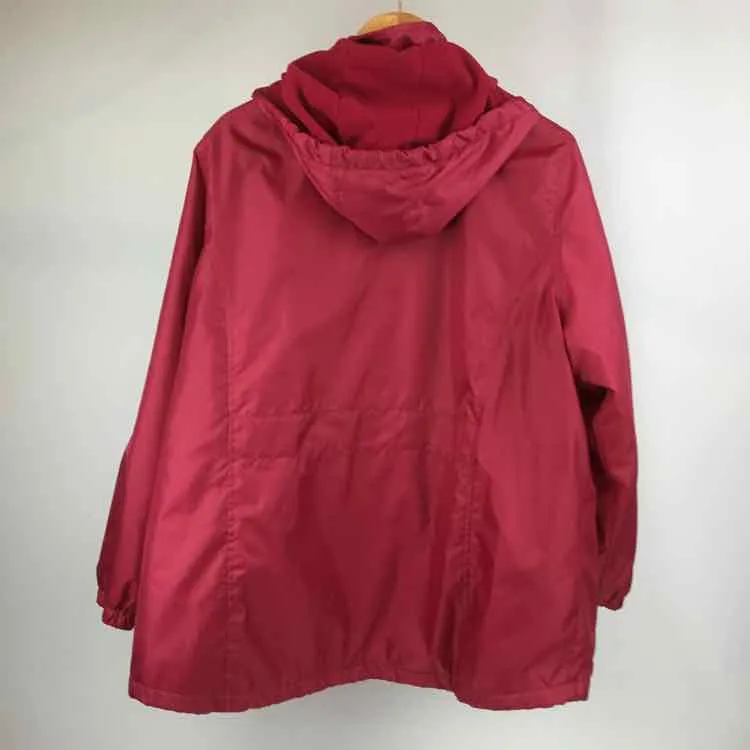 Totes Size XL cranberry Fleece Lined Zip Front Hooded Jacket Coat