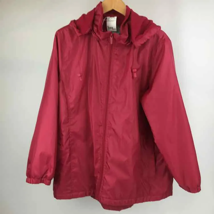 Totes Size XL cranberry Fleece Lined Zip Front Hooded Jacket Coat