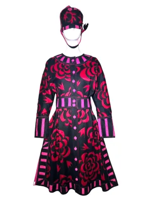 Tribe 1985 FIT Lightweight Cut Felt Appliqué Wearable Art Coat Dress & Hat Ensemble