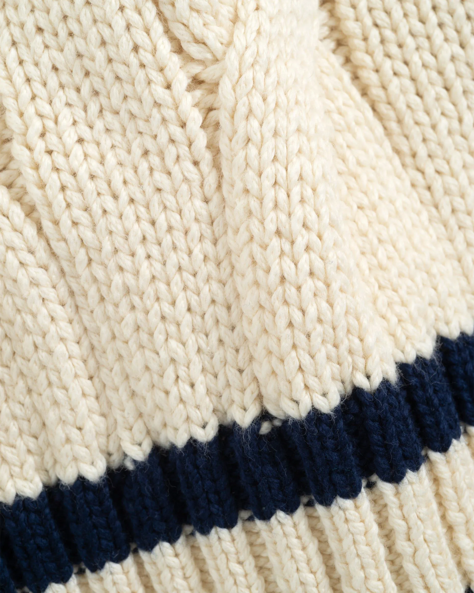 Varsity Cable Knit Cotton Sweater