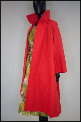 Vintage 1950s Coral Red Wool Swing Coat