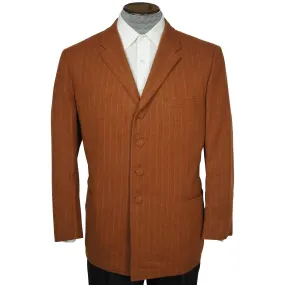 Vintage 1960s Mod Suit Jacket Orange Wool Blazer w Green Pinstripe Mens Size M