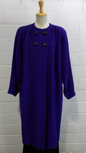 Vintage 1980s Valentino Royal Blue Wool Coat, Large