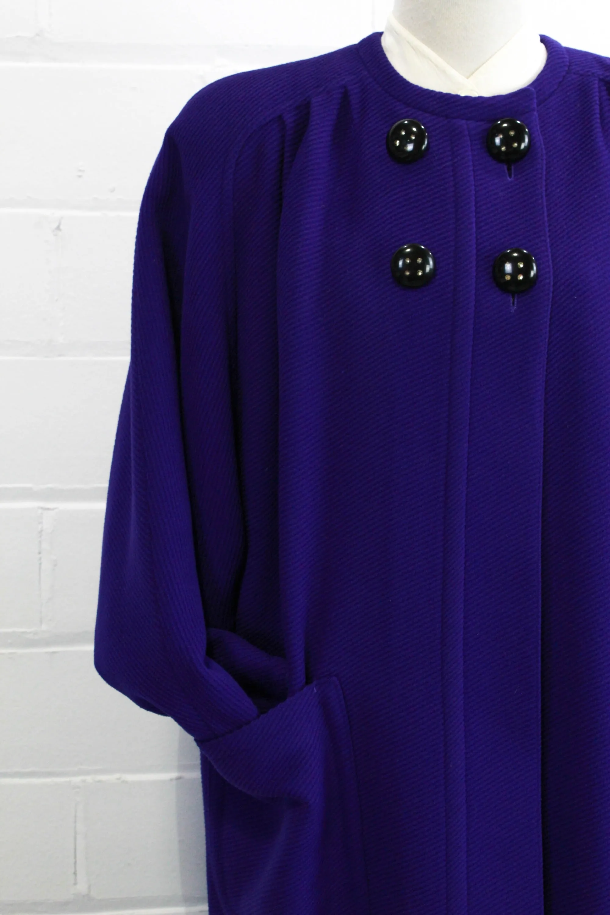 Vintage 1980s Valentino Royal Blue Wool Coat, Large