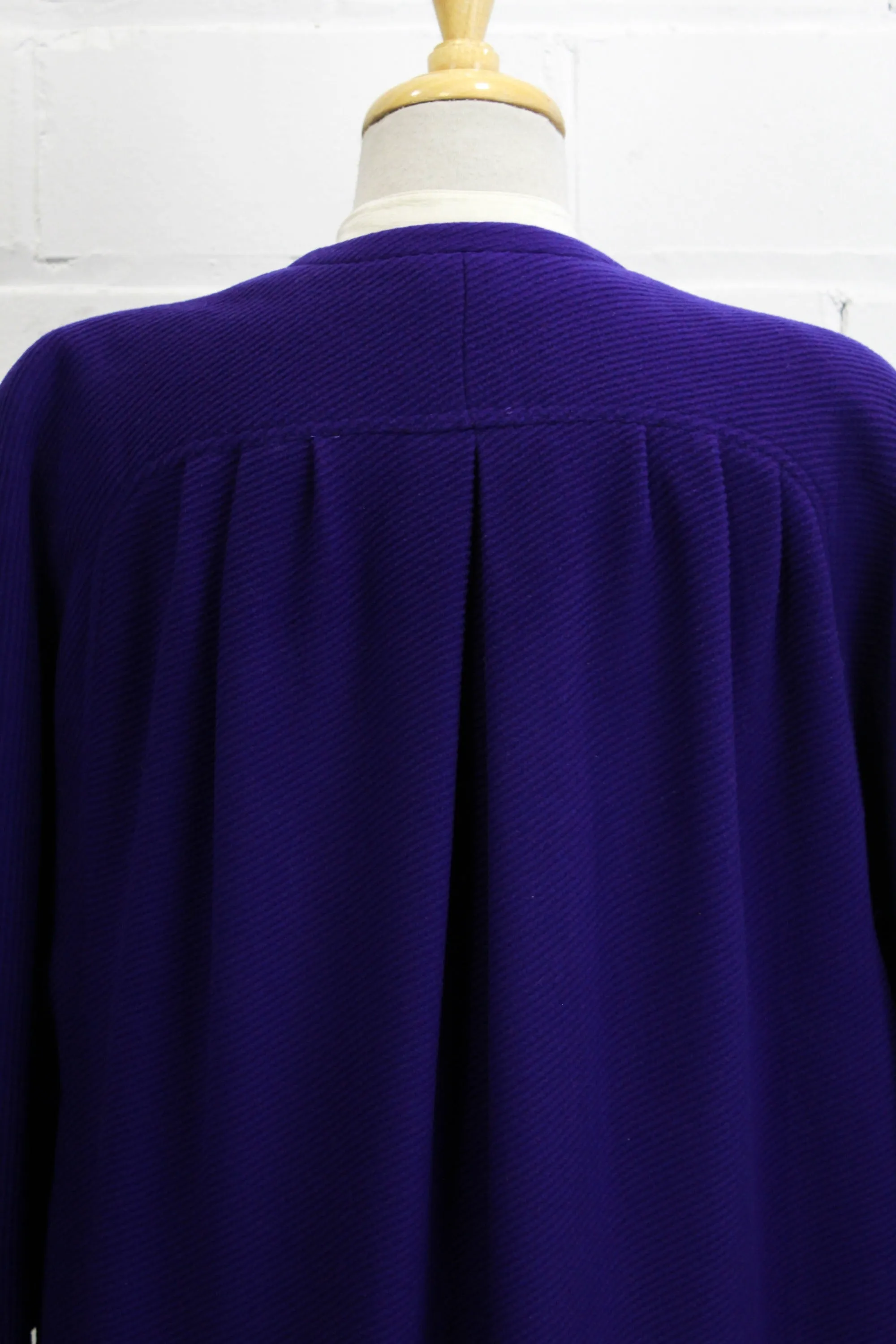 Vintage 1980s Valentino Royal Blue Wool Coat, Large