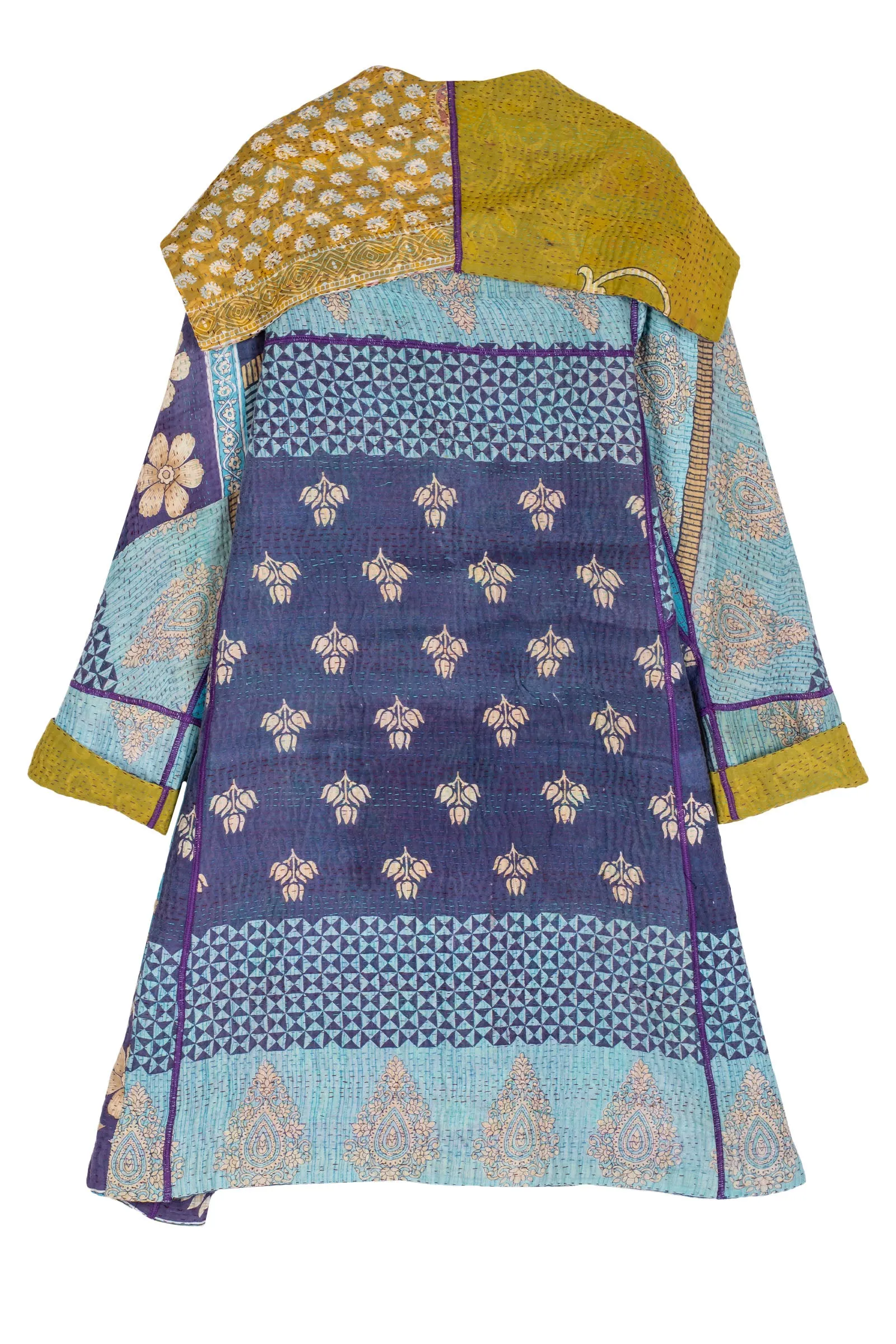 VINTAGE COTTON KANTHA A-LINE COAT - cv4309-0050a -