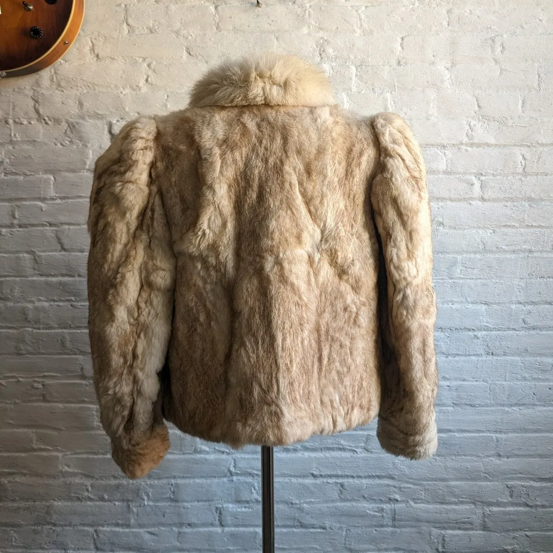 Vintage Ombre Rabbit Fur Coat Penny Lane Minimalist Shaggy Furry Fuzzy Jacket