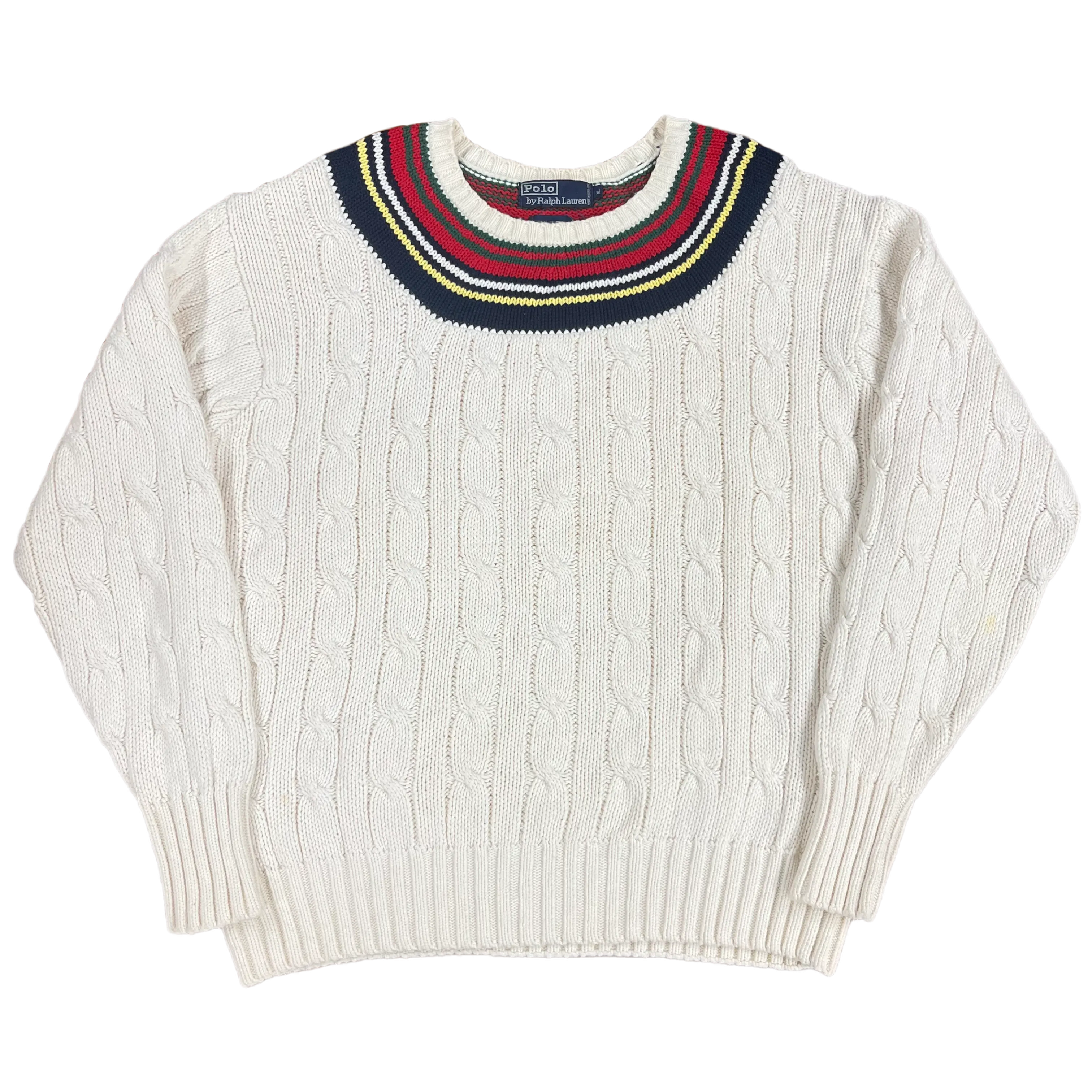 Vintage Ralph Lauren Polo "Striped" Cable Knit Sweater