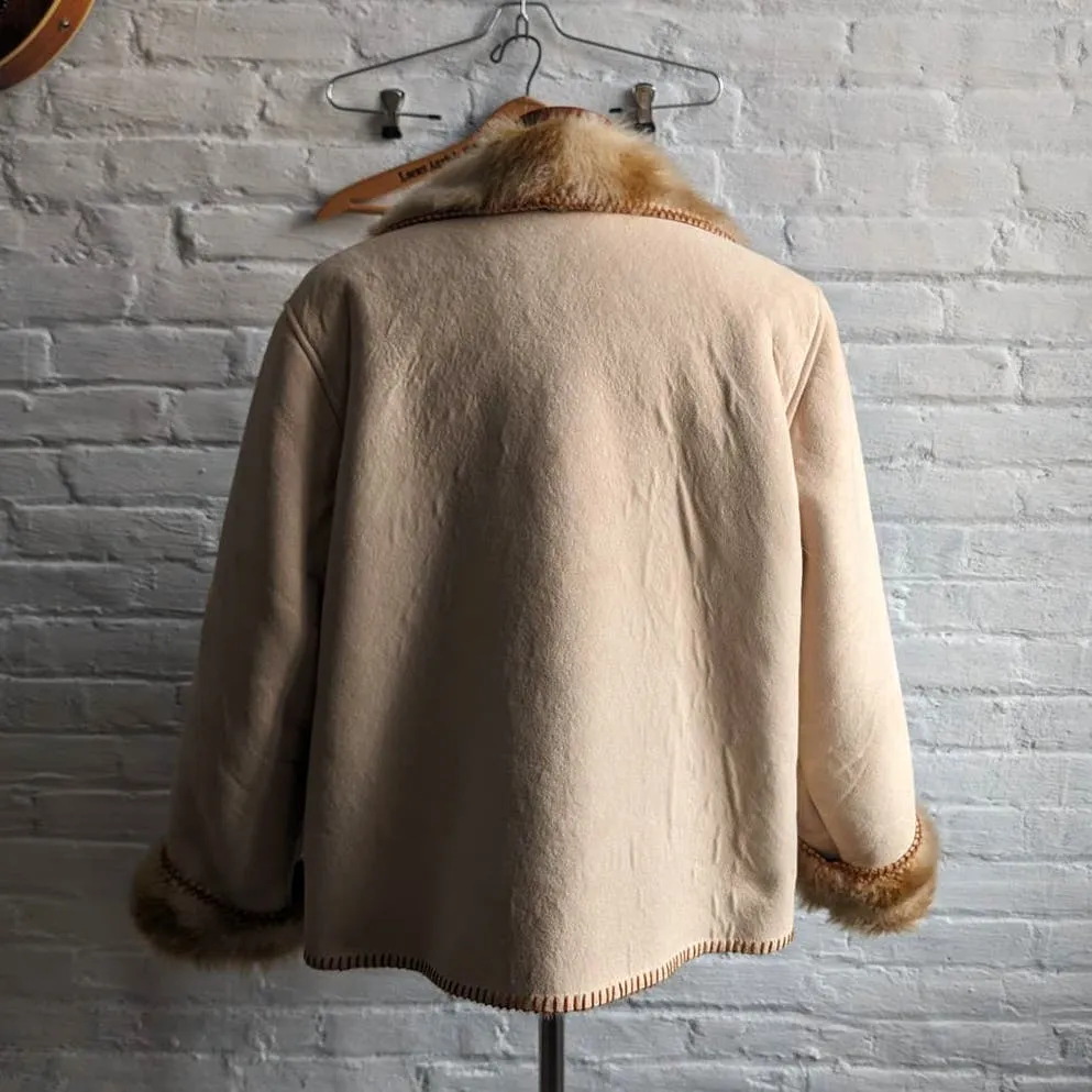 Vintage Vegan Penny Lane Shaggy Faux Fur Coat Southwest Furry Minimalist Jacket