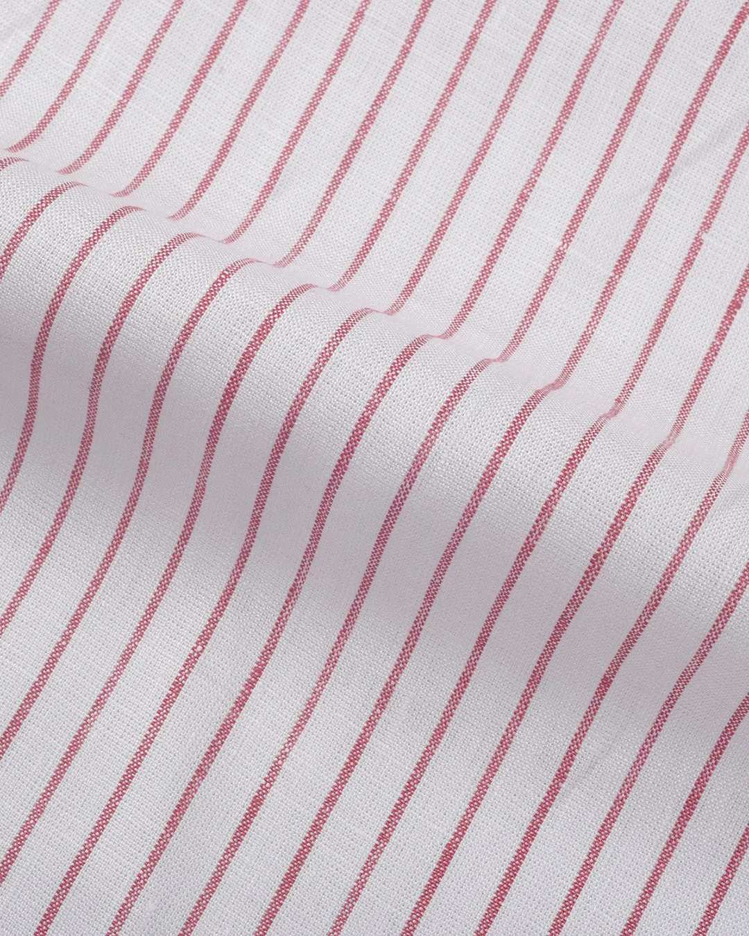 White Red Pin Stripes Linen