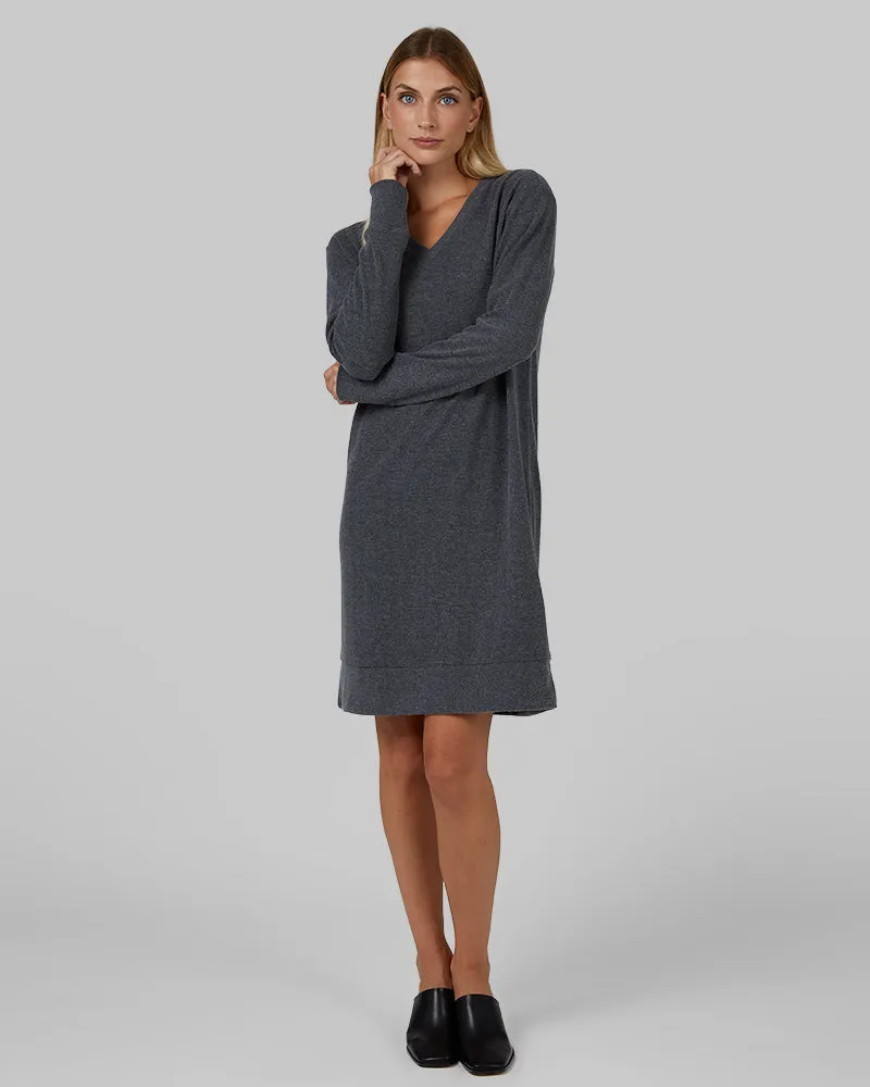 WOMEN'S SOFT SWEATER KNIT VNECK DRESS