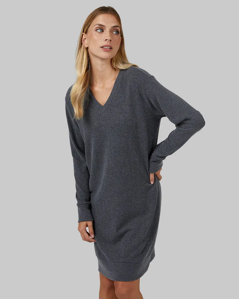 WOMEN'S SOFT SWEATER KNIT VNECK DRESS